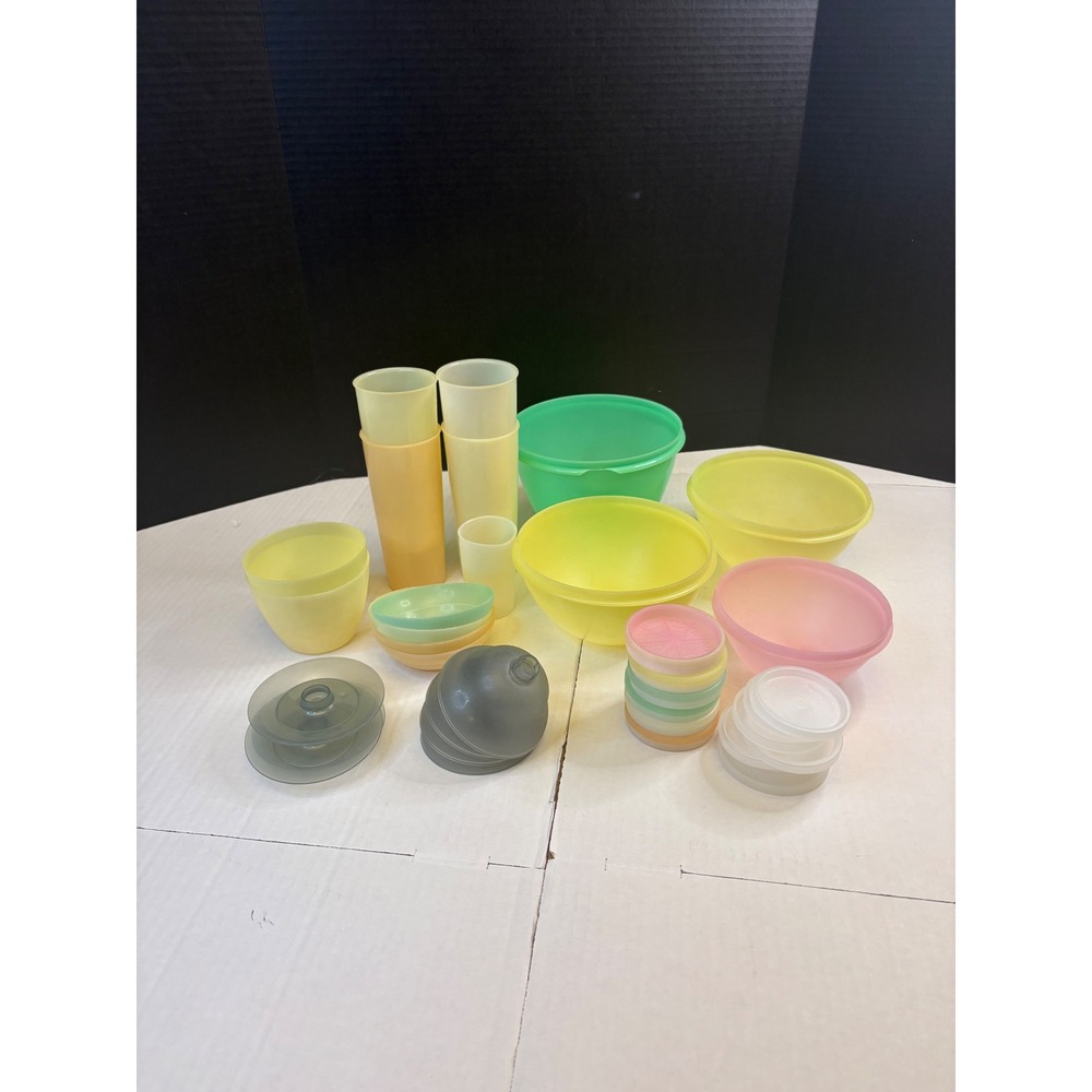 Vintage Tupperware Pastel Lot Wonderlier Multi-Piece Retro Kitchen Set